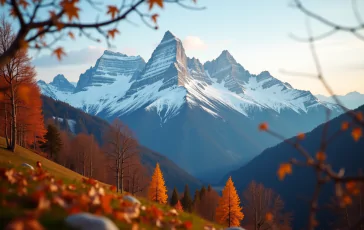 Paesaggio autunnale in Alto Adige con foglie colorate