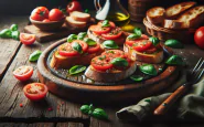 Bruschetta toscana con pomodori freschi e basilico