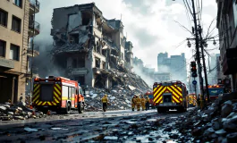 Immagine del crollo di una palazzina a Sessa Aurunca