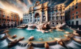 Fontana di Trevi, simbolo di Roma, in fase di restauro