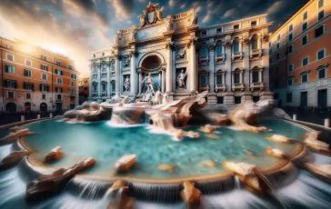 Fontana di Trevi, simbolo di Roma, in fase di restauro