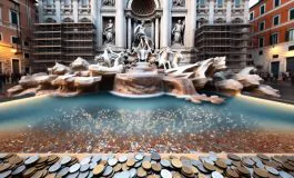 Fontana di Trevi in fase di manutenzione per turisti