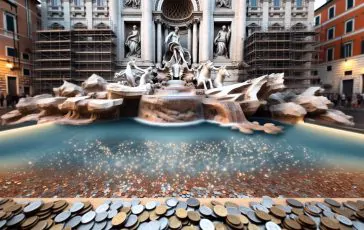 Fontana di Trevi in fase di manutenzione per turisti