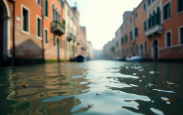 Gondolieri subacquei mentre puliscono i canali di Venezia