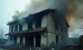 Vigili del fuoco combattono un incendio a Milano