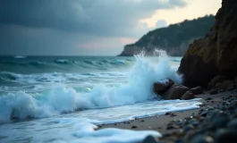 Immagine di mareggiate devastanti in Italia durante il maltempo