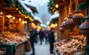 Mercatino di Natale ad Asiago con luci e decorazioni festive