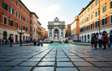 Visitatori sulla passerella della Fontana di Trevi a Roma