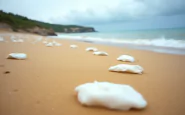 Rifiuti di plastica accumulati sulla spiaggia del Newfoundland