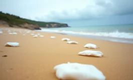 Rifiuti di plastica accumulati sulla spiaggia del Newfoundland