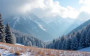 Paesaggio innevato in Piemonte durante la prima neve