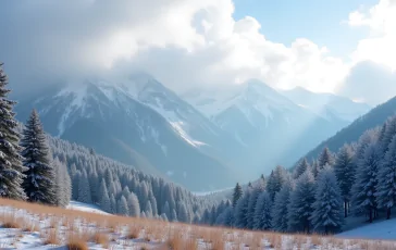 Paesaggio innevato in Piemonte durante la prima neve