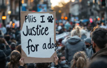 Manifestazione per il cane Blanco maltrattato