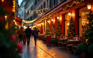 Decorazioni natalizie in un ristorante di Roma