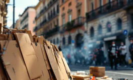 Manifestanti in conflitto con le forze dell'ordine a Torino