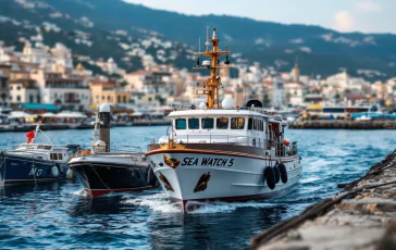 Nave Sea Watch 5 ormeggiata al porto di Palermo