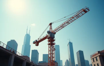 Immagine di un cantiere a Torino con una gru