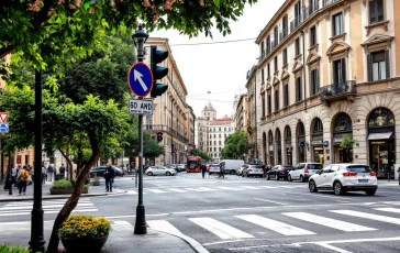 Vigili urbani di Roma in servizio durante un'operazione