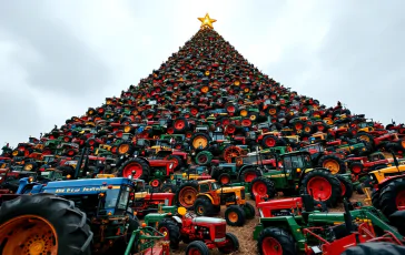 Albero di Natale unico con trattori a Caltanissetta