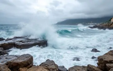 Mareggiate e vento forte in Toscana durante allerta arancione