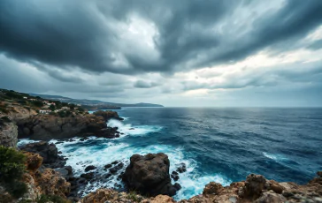 Mappa meteo con allerta temporali in Sardegna e Sicilia