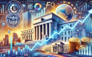 DALL·E 2024 12 18 15.18.15 A visually striking financial themed illustration depicting central bank buildings such as the Federal Reserve and European Central Bank set against