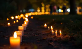 Fiaccolata pacifica con candele in memoria di un giovane