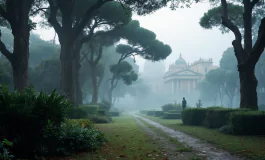 Fiamme e fumo durante l'incendio a Roma