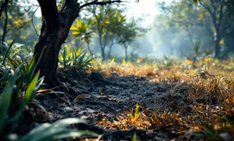 Incendio a Villa Borghese con fumi e vigili del fuoco