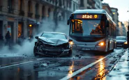 Scontro tra un'auto e un bus Atac a Roma