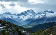 Immagine di maltempo in Italia con neve in montagna e pioggia in pianura