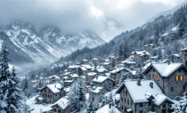 Immagine di maltempo in Italia con neve e vento durante il Natale