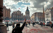 Corteo di manifestanti a Roma per la Palestina