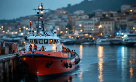 La nave Life Support durante un'operazione di soccorso nel Mediterraneo