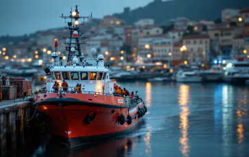 La nave Life Support durante un'operazione di soccorso nel Mediterraneo