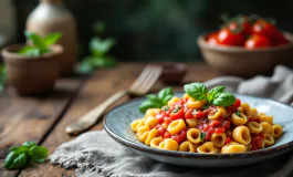 Orecchiette fresche tipiche di Bari su un tavolo di legno