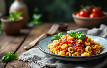 Orecchiette fresche tipiche di Bari su un tavolo di legno