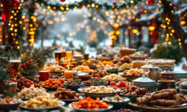 Immagine di un pranzo di Natale con persone bisognose