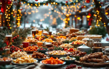 Immagine di un pranzo di Natale con persone bisognose