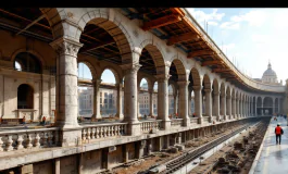 Immagine della stazione Colosseo/Fori Imperiali in costruzione