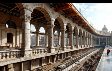 Immagine della stazione Colosseo/Fori Imperiali in costruzione