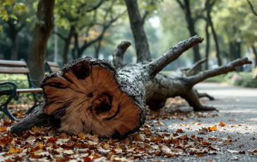 Albero caduto in un parco di Roma dopo l'incidente tragico