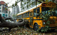 Scuolabus colpito da albero a Rignano sull'Arno