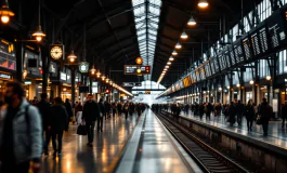 Treno in ritardo alla stazione in Italia