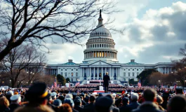 Donald Trump durante la cerimonia di insediamento a Washington