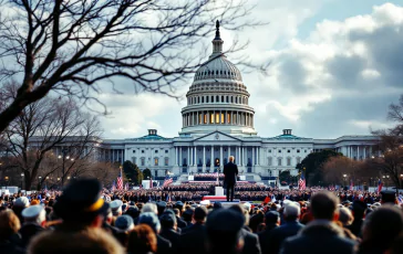 Donald Trump durante la cerimonia di insediamento a Washington