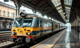 Viaggiatori in attesa a una stazione ferroviaria italiana