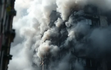 Incendio in una palazzina ad Alessandria con soccorritori