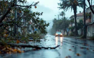 Immagine di maltempo in Sardegna con allerta rossa