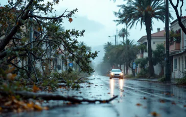 Immagine di maltempo in Sardegna con allerta rossa